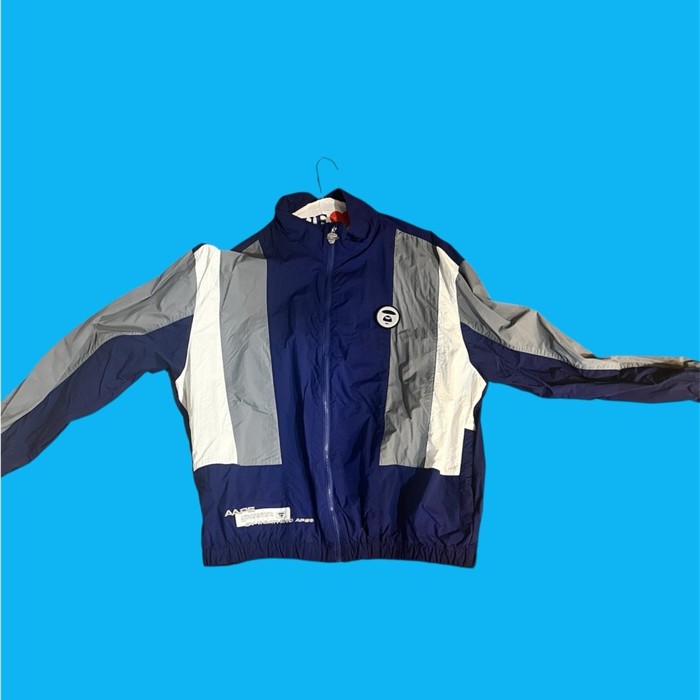 Men's Blue and Gray Windbreaker
